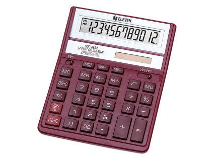 Eleven Kalkulačka SDC888XRD, červená, stolní, dvanáctimístná