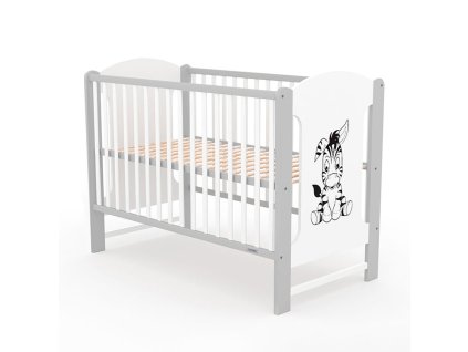 Dětská postýlka New Baby ELSA standard Zebra bílo-šedá