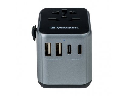 Cestovní adaptér univerzální World-to-World UTA-03 Verbatim, USB-A, USB-C, černý, 30 W