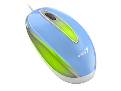 Genius Myš DX-Mini, 1000DPI, optická, 3tl., drátová USB, modrá, klasická, RGB podsvícení