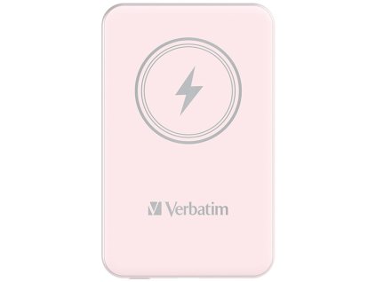 Verbatim, power banka s bezdrátovým nabíjením, 5V, nabíjení telefonu, 32243, 5 000mAh, magnetické připevnění, růžová