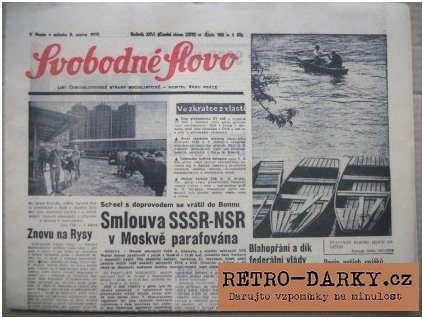 Noviny ze dne narození - Svobodné slovo (Vazba: Dřevěná vazba se zlatými knihařskými šrouby)