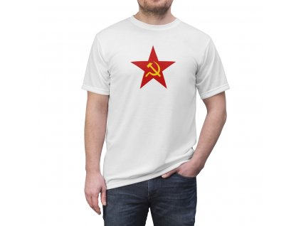 Retro tričko - Srp a kladivo (Barva Bílá, Velikost XL)