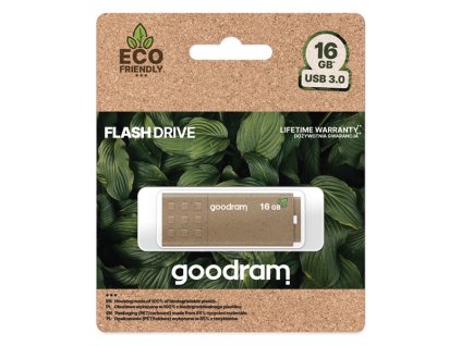 Goodram USB flash disk, USB 3.0, 16GB, UME3 ECO FRIENDLY, hnědý, UME3-0160EFR11, USB A, s krytkou