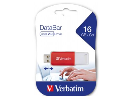 Verbatim USB flash disk, USB 2.0, 16GB, DataBar, červený, 49453, pro archivaci dat