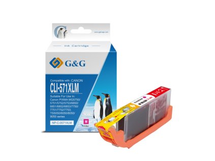 G&G kompatibilní ink s CLI571M XL, magenta, 10,8ml, ml NP-C-0CL571XLM, high capacity, Canon PIXMA MG5750, MG5751, MG5752, MG5753,