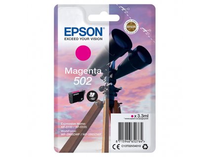 Epson originální ink C13T02V34020, 502, T02V340, magenta, 165str., 3.3ml, Epson XP-5100, XP-5105, WF-2880dwf, WF2865dwf