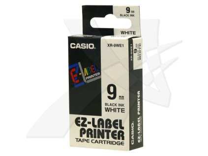 Casio originální páska do tiskárny štítků, Casio, XR-9WE1, černý tisk/bílý podklad, nelaminovaná, 8m, 9mm