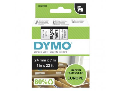 Dymo originální páska do tiskárny štítků, Dymo, 53713, S0720930, černý tisk/bílý podklad, 7m, 24mm, D1