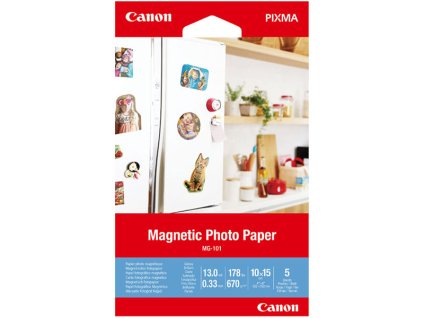 Canon Magnetic Photo Paper, MG-101, foto papír, lesklý, 3634C002, bílý, Canon PIXMA, 10x15cm, 4x6", 670 g/m2, 5 ks, nespecifikován