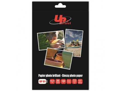 UPrint Glossy photopaper, foto papír, lesklý, bílý, 10x15cm, 4x6", 180 g/m2, 20 ks, inkoustový