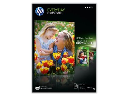 HP Everyday Glossy Photo Paper, foto papír, lesklý, bílý, A4, 200 g/m2, 25 ks, Q5451A, inkoustový