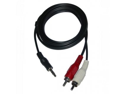 Audio kabel Jack (3.5mm) samec - 2x CINCH samec, 1.5m, černá, Logo
