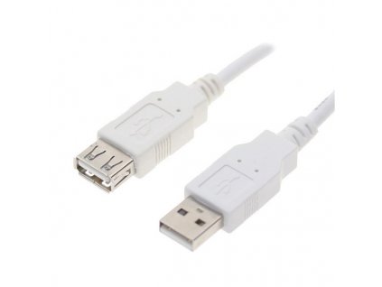 USB prodlužka (2.0), USB A samec - USB A samice, 0.3m, bílá