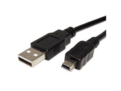 USB kabel (2.0), USB A samec - miniUSB samec, 1m, černý