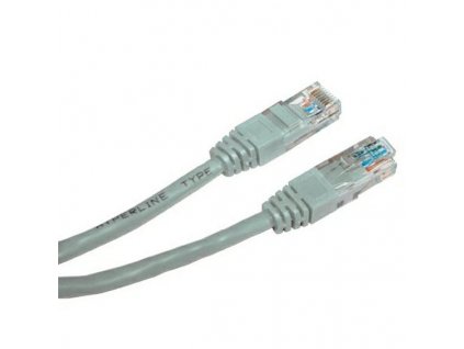 Síťový LAN kabel UTP patchcord, Cat.5e, RJ45 samec - RJ45 samec, 1 m, nestíněný, CCA, šedý, economy