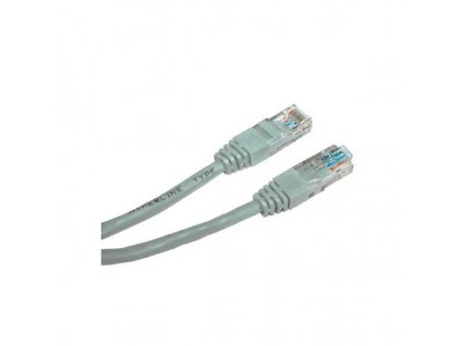 Síťový LAN kabel UTP patchcord, Cat.5e, RJ45 samec - RJ45 samec, 1 m, nestíněný, šedý, economy