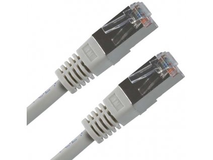 Síťový LAN kabel FTP patchcord, Cat.5e, RJ45 samec - RJ45 samec, 25 m, stíněný, šedý, economy