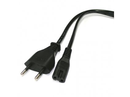 Síťový kabel 230V napájecí, CEE7/16 (eurozástrčka) - C7, 2m, VDE approved, černý, 2-pinová koncovka