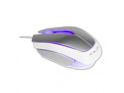 E-blue Myš Mood, 2400DPI, optická, 3tl., drátová USB, stříbrná, 3 barvy podsvícení