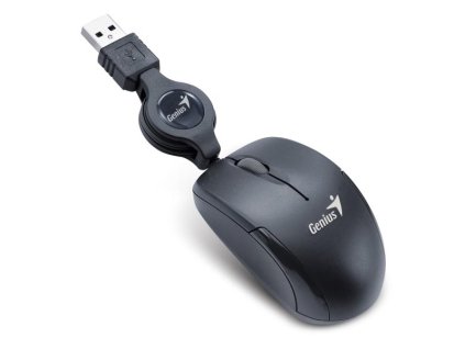 Genius Myš Micro Traveler V2, 1200DPI, optická, 3tl., drátová USB, černá, Micro