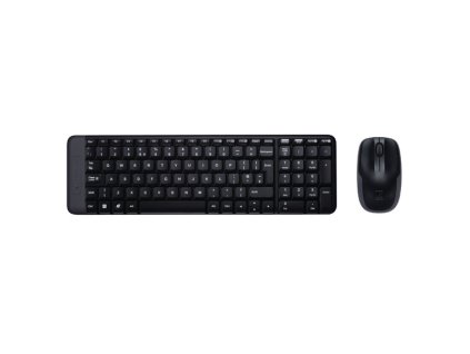 Logitech MK220, sada klávesnice s bezdrátovou optickou myší, AAA, US, klasická, 2.4 [Ghz], bezdrátová, černá, 2x AA baterie pro my