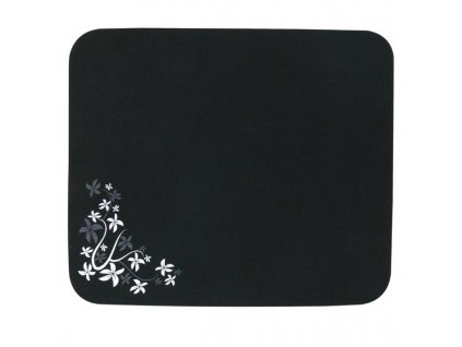 Podložka pod myš, Flower edition, měkký povrch, černá, 25x21,50 cm