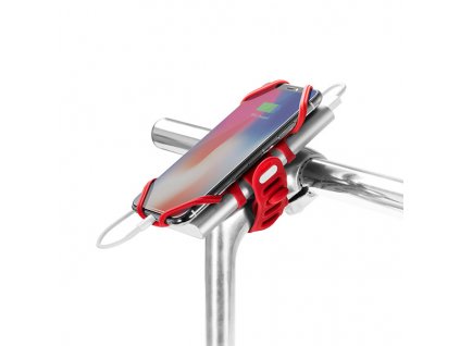 Držák mobilu a powerbanky Bone Bike Tie 3 Pro Pack, na kolo, nastavitelná velikost, červený, 4-6.5", silikon, na řídítka, červená