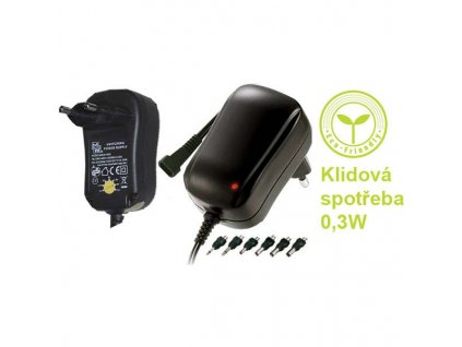 Síťový adaptér 220V (el.síť), 3-12V, 1A, univerzální, stabilizovaný, 6 konektorů