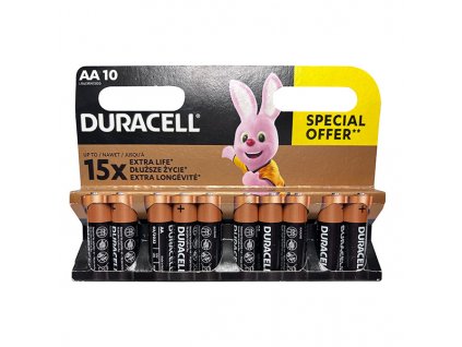 Baterie alkalická, AA, 1.5V, Duracell, blistr, 10-pack, 42308, Basic