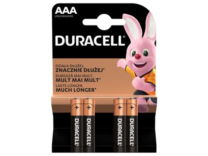 Baterie alkalická, AAA, 1.5V, Duracell, blistr, 4-pack, 42322, Basic