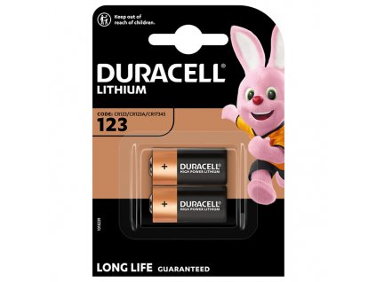 Baterie lithiová, CR123A, Duracell, blistr, 2-pack, 42452