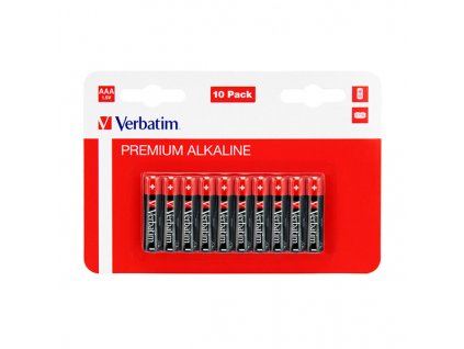 Baterie alkalická, AAA, 1.5V, Verbatim, blistr, 10-pack, 49874
