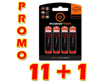 Baterie alkalická, AAA (LR03), AAA, 1.5V, Powerton, box, 12x4-pack, PROMO výhodné balení