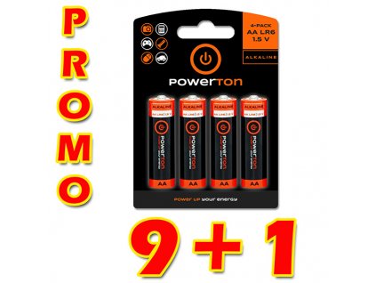 Baterie alkalická, AA, 1.5V, Powerton, box, 10x4-pack, PROMO výhodné balení