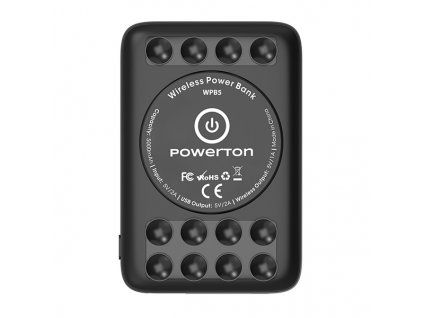 Powerton, Power Banka s bezdrátovým nabíjením, Li-Pol, 5V, 5000mAh, nabíjení mobilních telefonů aj., WBP5, 5000mAh, přísavky pro p