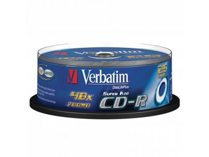 Verbatim CD-R, 43352, AZO Crystal, 25-pack, 700MB, 52x, 80min., 12cm, bez možnosti potisku, cake box, pro archivaci dat