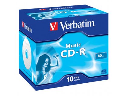 Verbatim CD-R Audio, 43365, Music CD-R, 10-pack, 16x, 80min., 12cm, bez možnosti potisku, jewel box, pro archivaci dat