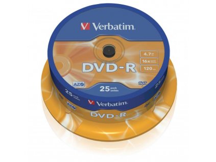 Verbatim DVD-R, Matt Silver, 43522, 4.7GB, 16x, cake box, 25-pack, bez možnosti potisku, 12cm, pro archivaci dat