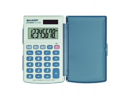 Sharp Kalkulačka EL-243S, šedo-modrá, kapesní, osmimístná
