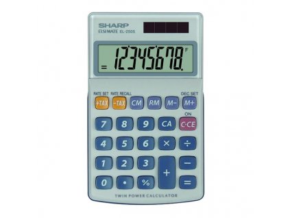 Sharp Kalkulačka EL-250S, šedo-modrá, kapesní, osmimístná