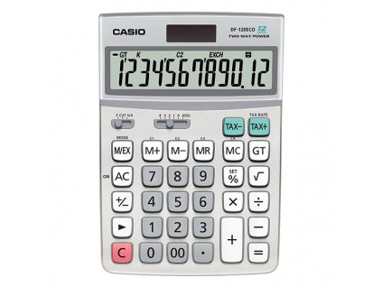 Casio Kalkulačka DF 120 ECO, šedá, stolní, dvanáctimístná