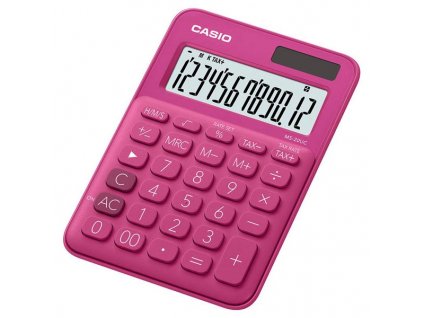 Casio Kalkulačka MS 20 UC RD, tmavě růžová, dvanáctimístná, duální napájení