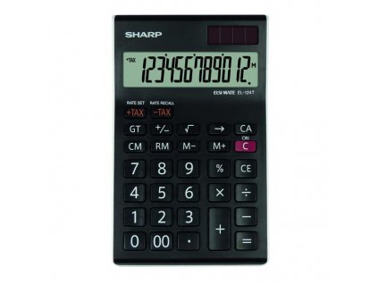 Sharp Kalkulačka EL-124TWH, černo-bílá, stolní, dvanáctimístná