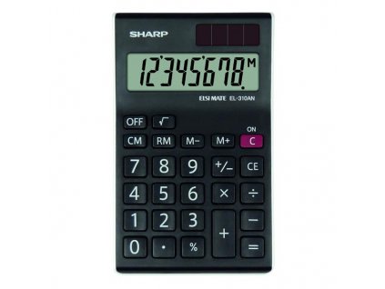 Sharp Kalkulačka EL-310ANWH, černo-bílá, stolní, osmimístná