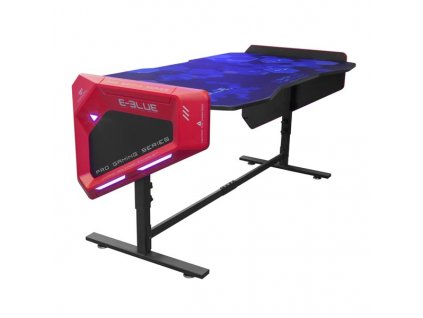 E-blue Herní stůl EGT003BK, 165x88cm, 70-89,2cm, RGB podsvícení, výškově nastavitelný, s podložkou pod myš