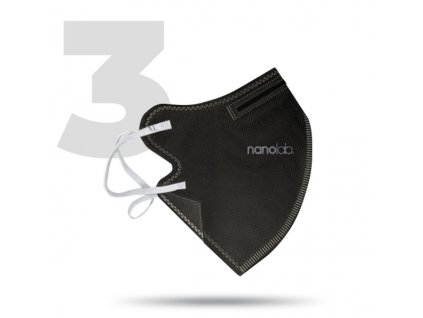 Nano respirátor, FFP2, černý, univerzální, 3ks, Nanolab