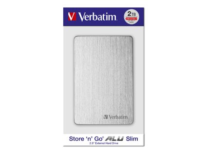 Verbatim externí pevný disk, Store,n,Go ALU Slim, 2.5", USB 3.0, 2TB, 53666, stříbrný