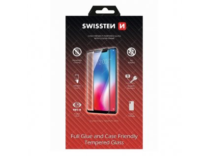 Ochranné temperované sklo Swissten, pro Apple iPhone XS MAX, černá, case friendly and color frame