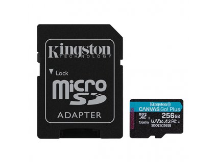 Kingston paměťová karta Canvas Go! Plus, 256GB, micro SDXC, SDCG3/256GB, UHS-I U3, s adaptérem, A2, V30